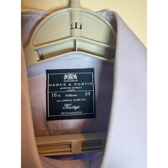 Hawes & Curtis St. James Slim Fit Dress Shirt 16.5 34 Lavender100% Luxury Cotton - Picture 3 of 3